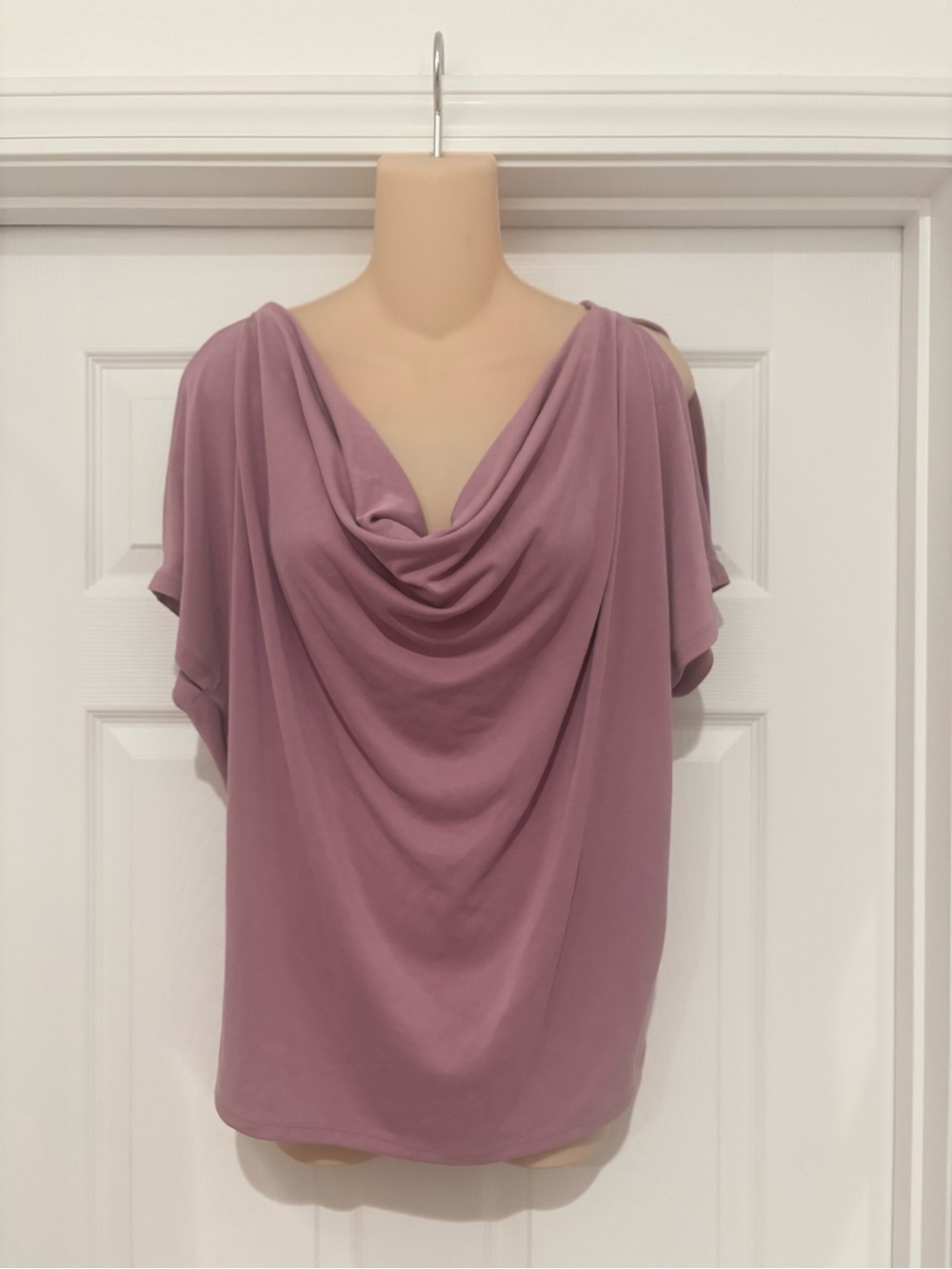 White House Black Market Mauve Draped Cowl Neck Top